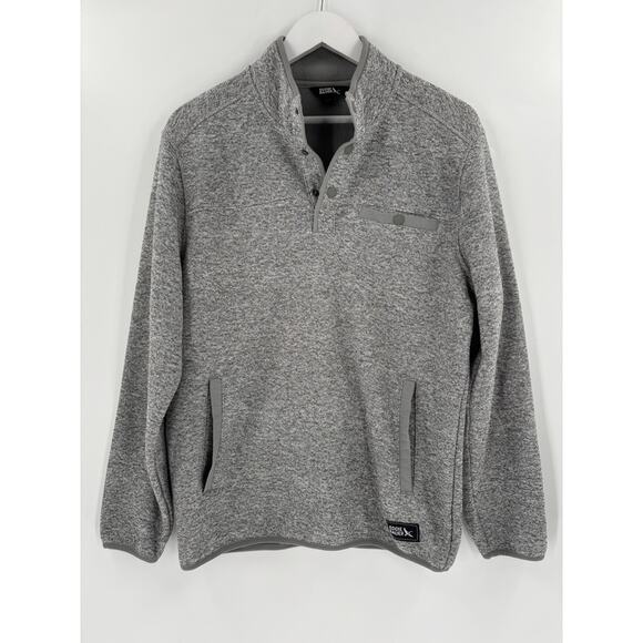 Eddie Bauer Other - Eddie Bauer Pullover Sweater Mens Small Gray Snap Buttons Front Pocket Logo Knit